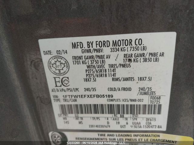 1FTFW1EFXEFB05189 Ford 2014
