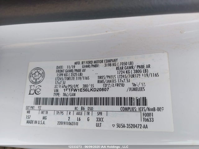 Ford 5.0l 4v 2020 1FTFW1E56LKD20807 Image 19