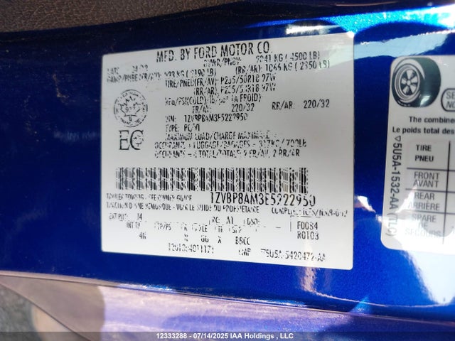 1ZVBP8AM3E5222950 Ford 2014