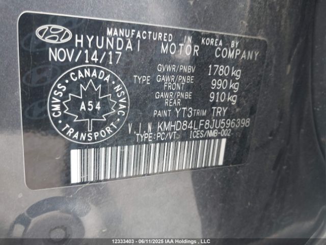 KMHD84LF8JU596398 Hyundai mpi nu
