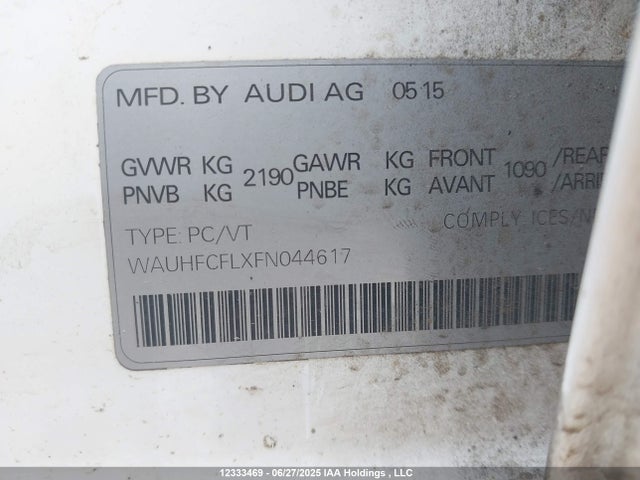 WAUHFCFLXFN044617 Audi flex fuel capable engine