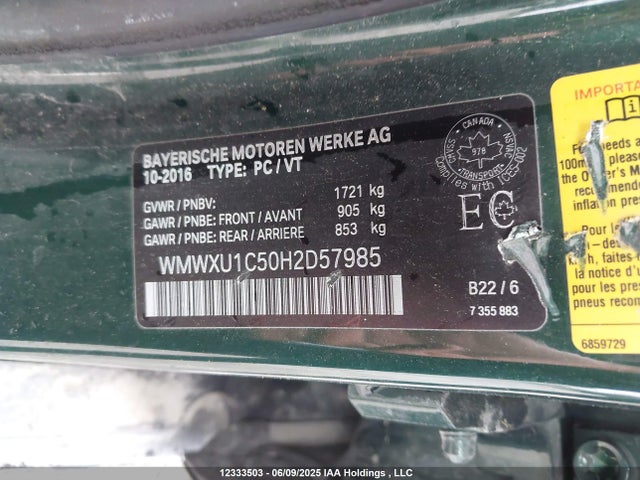 Mini 2017 2017 WMWXU1C50H2D57985 Image 9