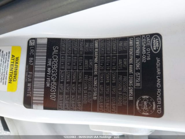 SALCR2BG3GH593107 Land Rover gtdi lev3 sulev30