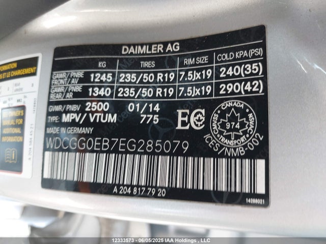 WDCGG0EB7EG285079 Mercedes-Benz Glk-Class