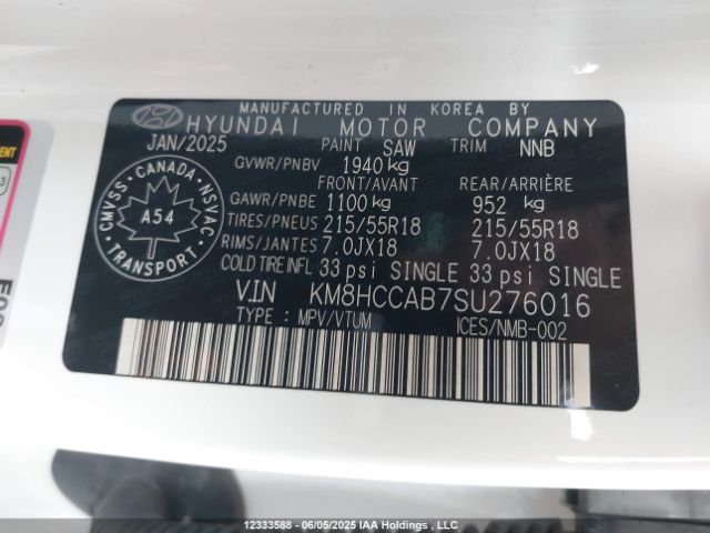KM8HCCAB7SU276016 Hyundai Kona Sel