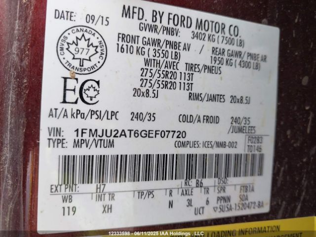 1FMJU2AT6GEF07720 Ford Expedition Limited