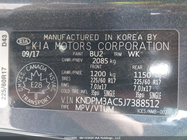 KNDPM3AC5J7388512 KIA gdi theta ii