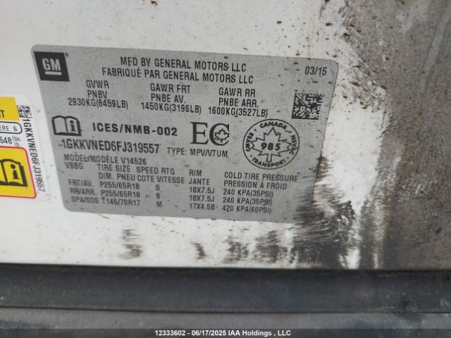 1GKKVNED6FJ319557 GMC llt