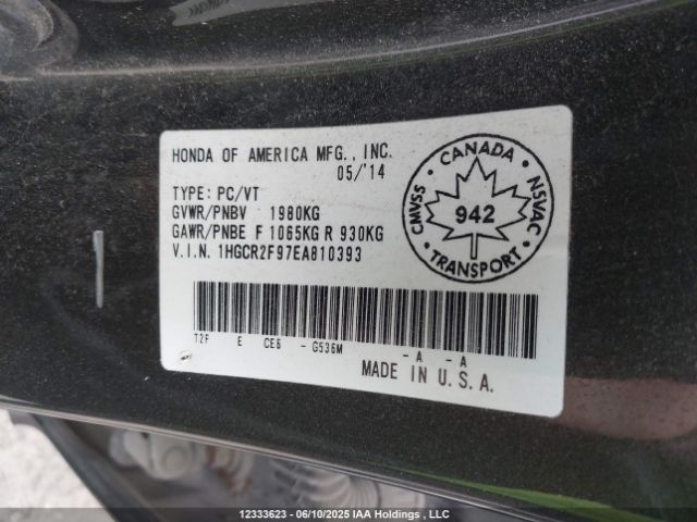 1HGCR2F97EA810393 Honda Accord