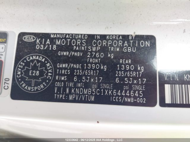 KNDMB5C1XK6444645 KIA gdi lamda - ii