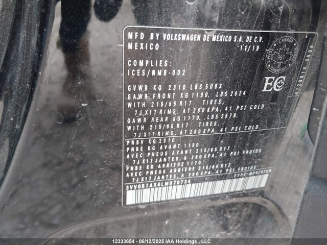 3VV0B7AX6LM070734 Volkswagen 2020