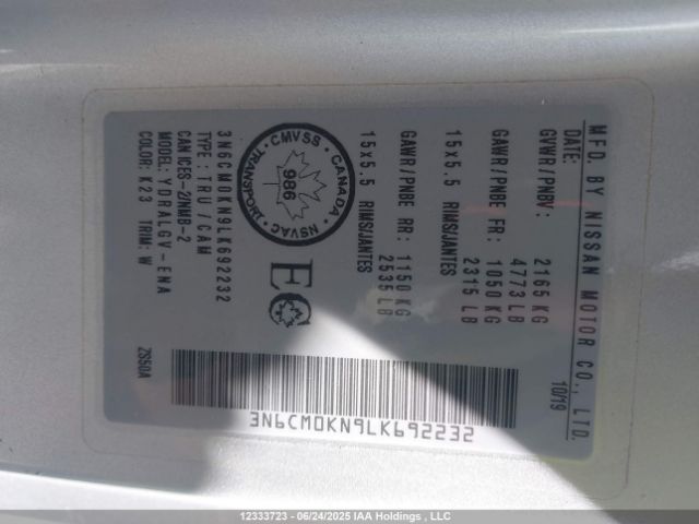 3N6CM0KN9LK692232 Nissan 2020
