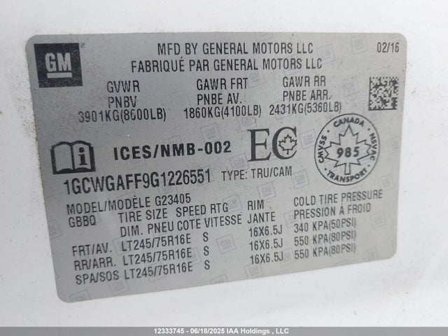 1GCWGAFF9G1226551 Chevrolet l20 - flexible fuel (gas/ethanol), sfi iron
