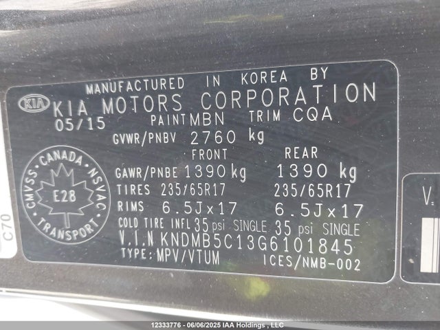 KNDMB5C13G6101845 KIA dohc gdi lambda ii