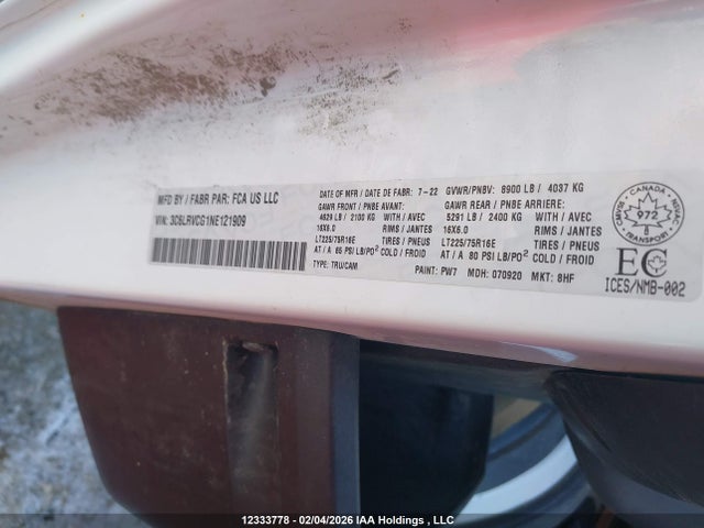 3C6LRVCG1NE121909 RAM Promaster 2500 High Roof 136 In. Wb