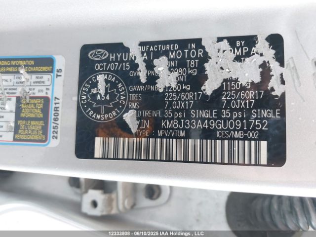 KM8J33A49GU091752 Hyundai Tucson