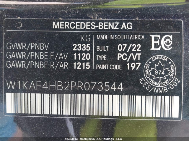 W1KAF4HB2PR073544 Mercedes-Benz m254