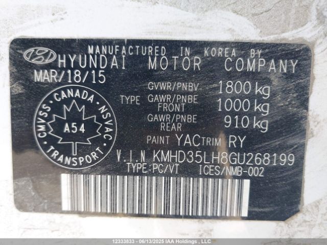 KMHD35LH8GU268199 Hyundai dohc gdi nu