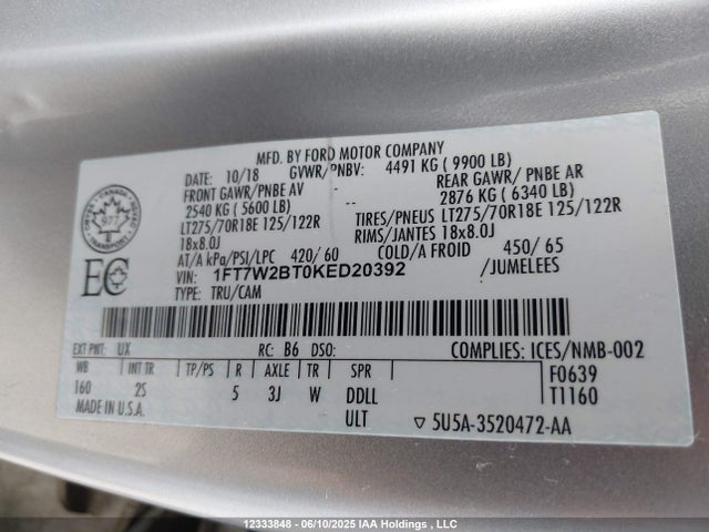 1FT7W2BT0KED20392 Ford F-250