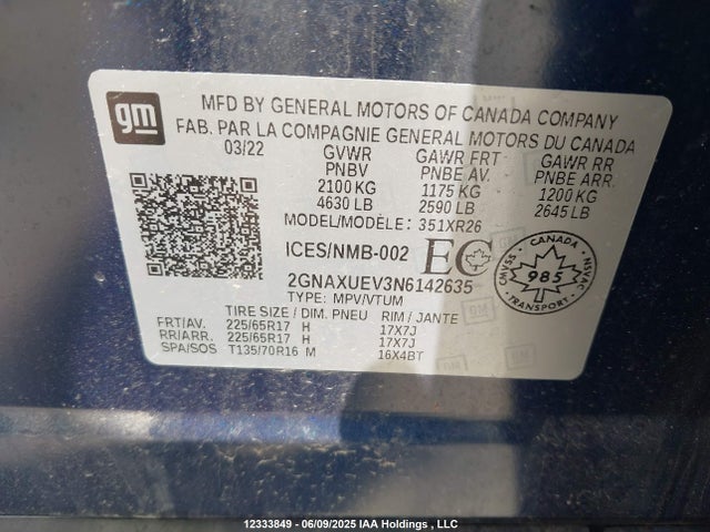 2GNAXUEV3N6142635 Chevrolet lyx