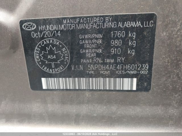 5NPDH4AE4FH601239 Hyundai dohc mpi nu
