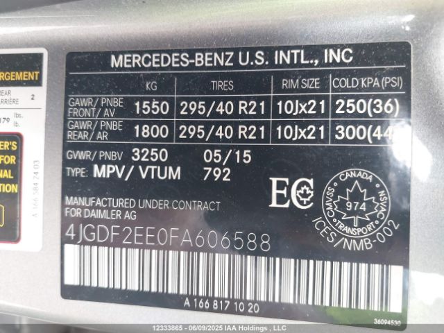 4JGDF2EE0FA606588 Mercedes-Benz 2015