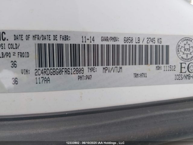 2C4RDGBG0FR612809 Dodge Grand Caravan Se/sxt