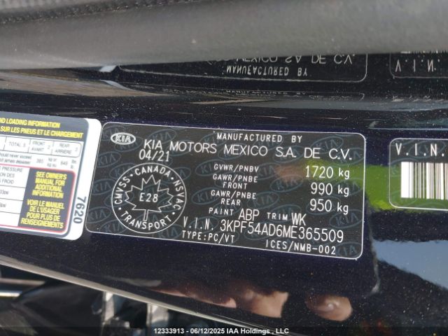 3KPF54AD6ME365509 KIA mpi nu