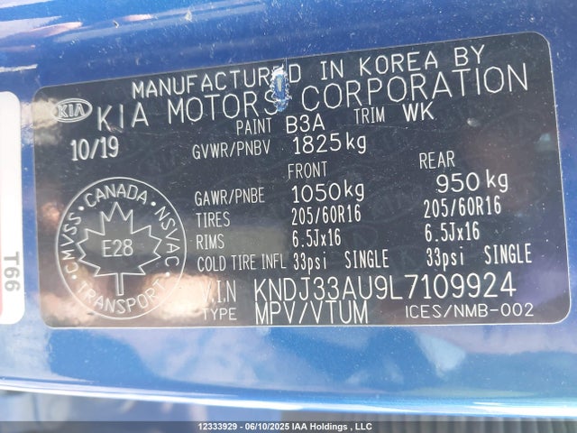 KNDJ33AU9L7109924 KIA mpi nu