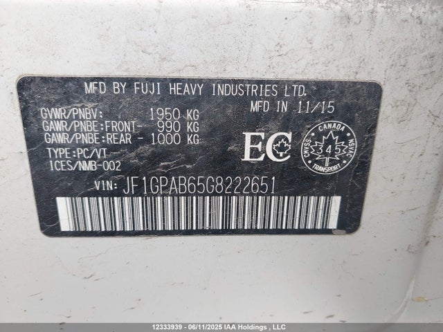 JF1GPAB65G8222651 Subaru 2.0l na