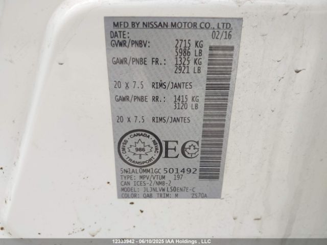 5N1AL0MM1GC501492 Infiniti QX60