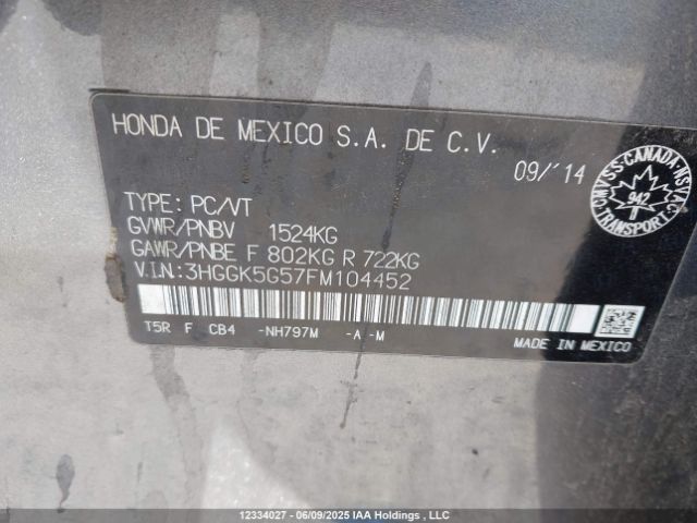 3HGGK5G57FM104452 Honda l15b1