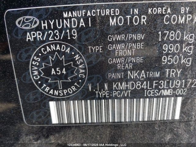 KMHD84LF3LU917265 Hyundai mpi nu