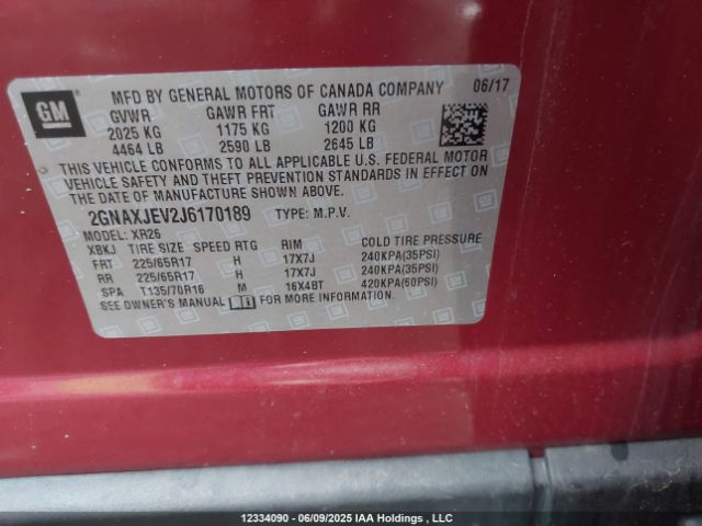 2GNAXJEV2J6170189 Chevrolet lyx - direct injection, vvt, fgt, turbo, alum, gen1