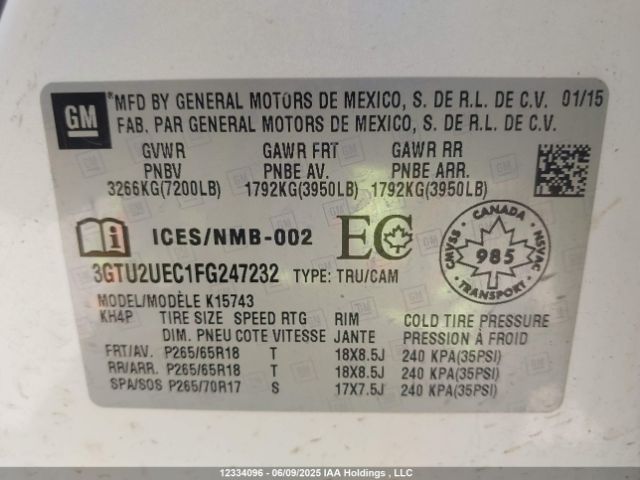 3GTU2UEC1FG247232 GMC l83 - vvt, active fuel management, aluminum