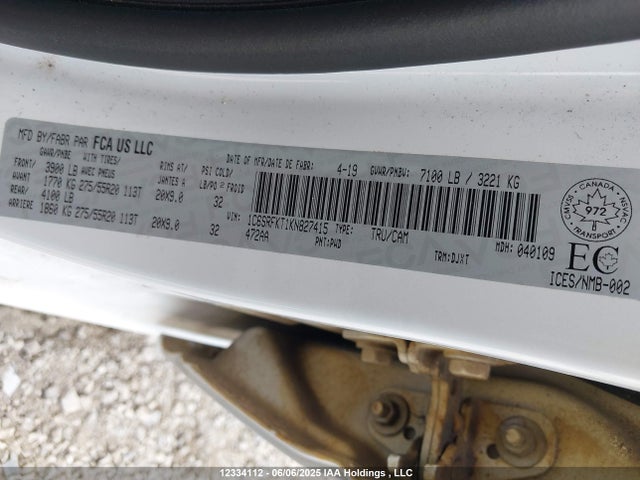 RAM 2019 2019 1C6SRFKT1KN827415 Image 9