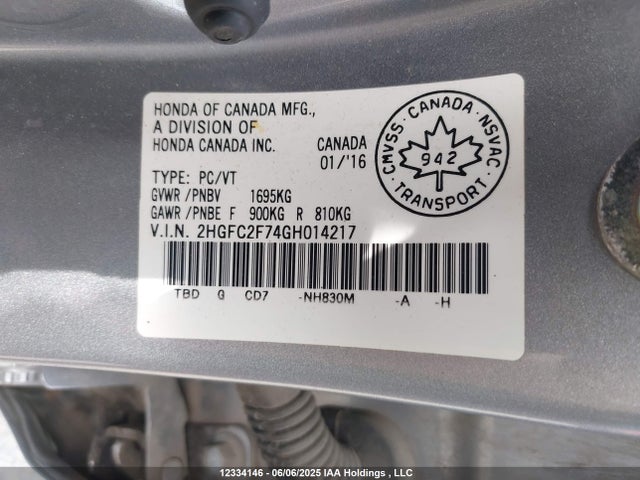 2HGFC2F74GH014217 Honda k20c2