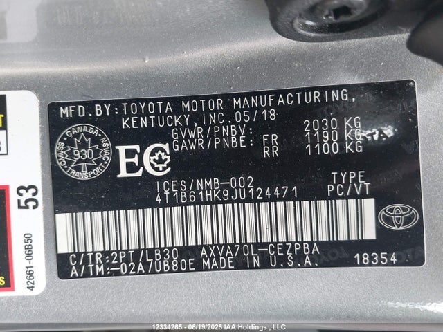 4T1B61HK9JU124471 Toyota a25a-fks