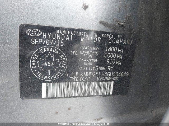 KMHD25LH4GU304649 Hyundai dohc gdi nu
