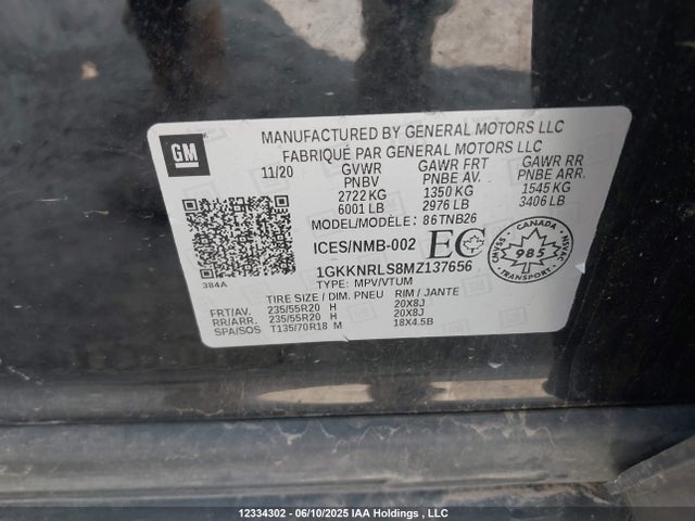 GMC lgx 2021 1GKKNRLS8MZ137656 Image 9