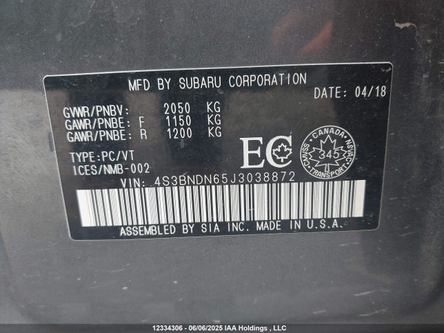 Subaru c5 2018 4S3BNDN65J3038872 Image 9