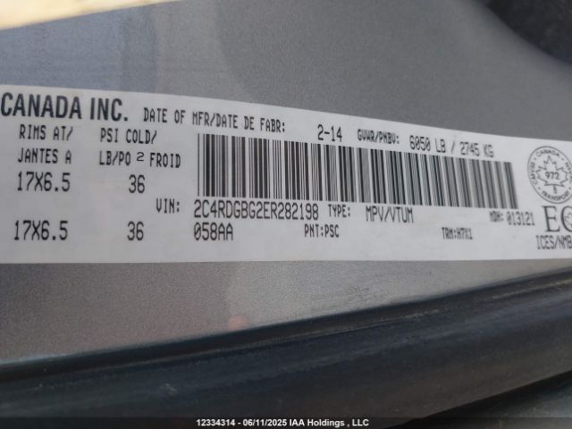 2C4RDGBG2ER282198 Dodge Grand Caravan Se/sxt