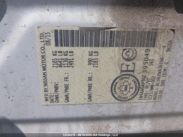 1N4AA6AP9GC395049 Nissan Maxima