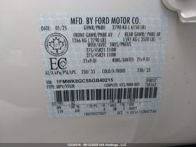1FMWK8GC5SGB40215 Ford gtdi