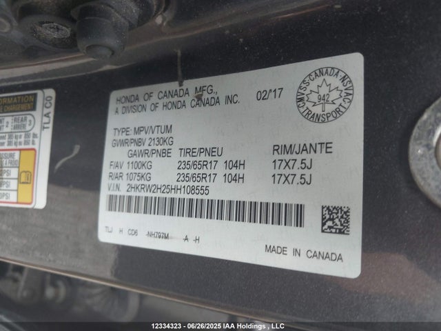 2HKRW2H25HH108555 Honda l15be