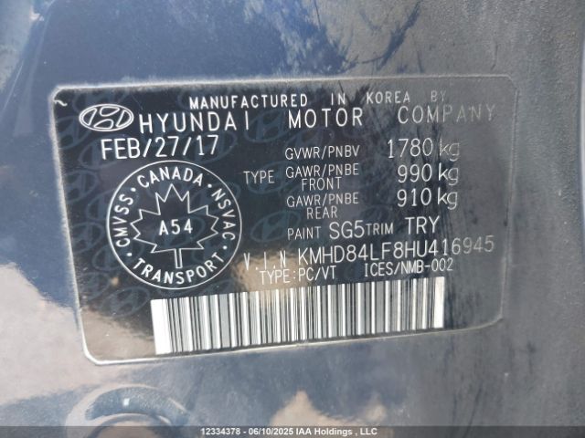 KMHD84LF8HU416945 Hyundai 2017