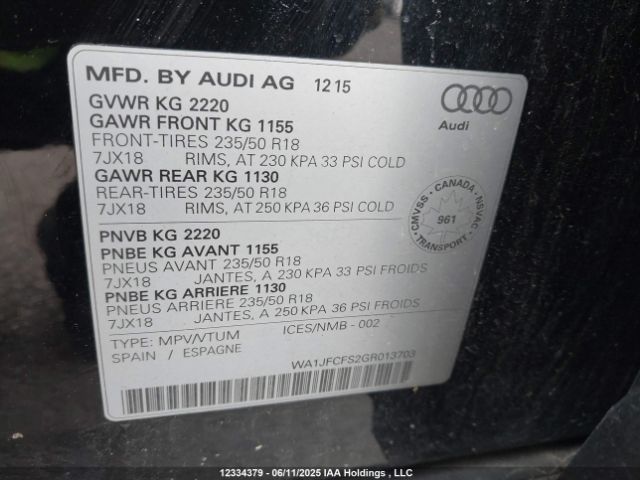 WA1JFCFS2GR013703 Audi Q3