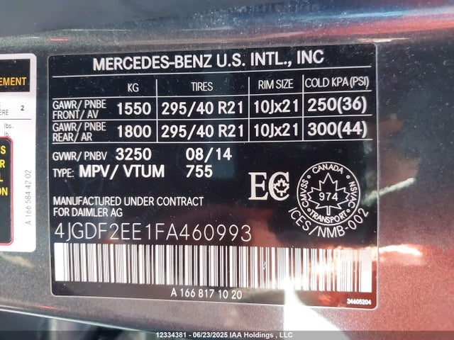 4JGDF2EE1FA460993 Mercedes-Benz Gl-Class