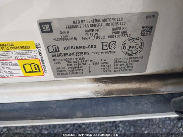 5GAKVBKD4FJ326152 Buick llt
