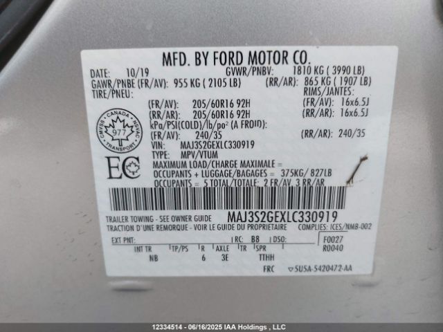 MAJ3S2GEXLC330919 Ford 2020